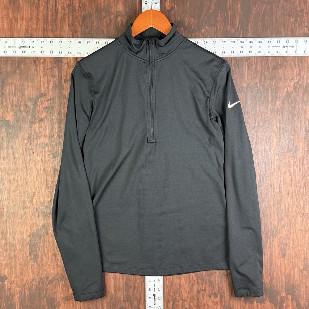 Nike Pullover 1/4 Long Sleeve Training Shirt Pro Dri FIT Run Black Women's Large